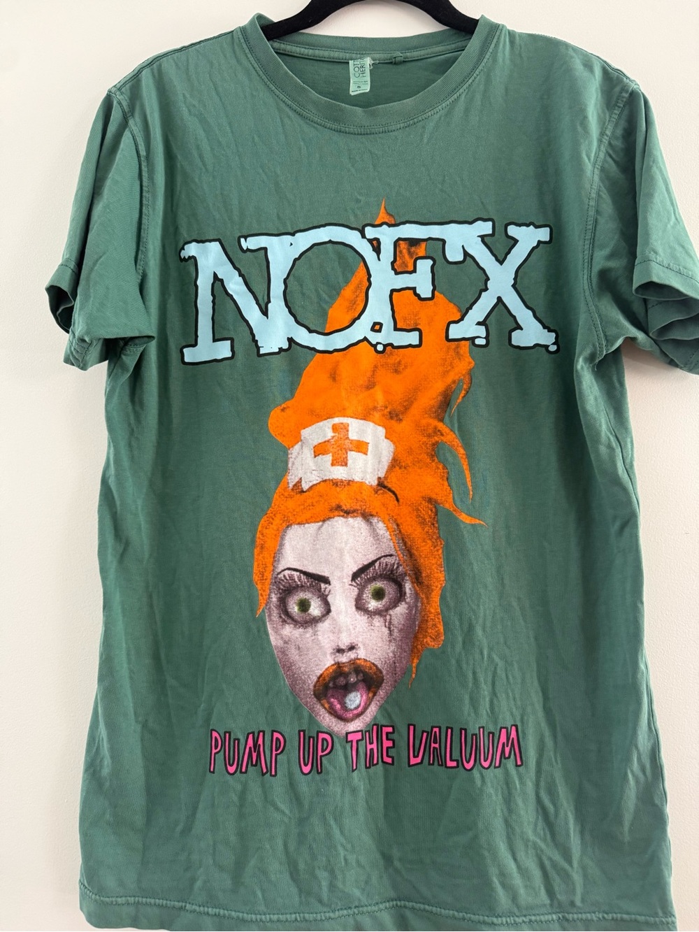 NOFX Small Unisex Graphic Tee - Green with Orange Artwork